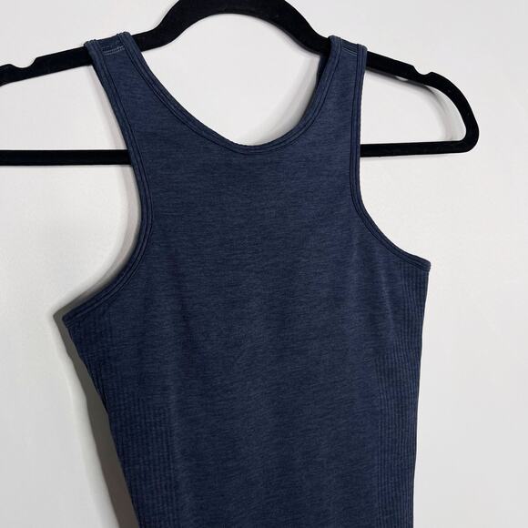 Lululemon Womens 4 Blue Seamlessly Covered Tank Heathered Inkwell Built In Bra - Picture 3 of 8